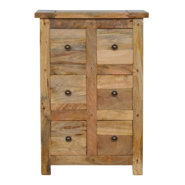 Hand Carved Country Fine Rustic Oak Chest Of 6 Drawers - Image 2