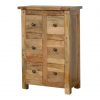Hand Carved Country Fine Rustic Oak Chest Of 6 Drawers