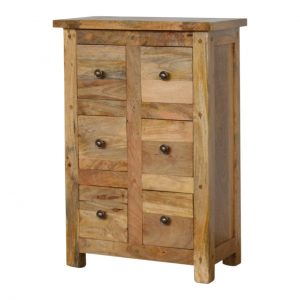 Hand Carved Country Fine Rustic Oak Chest Of 6 Drawers