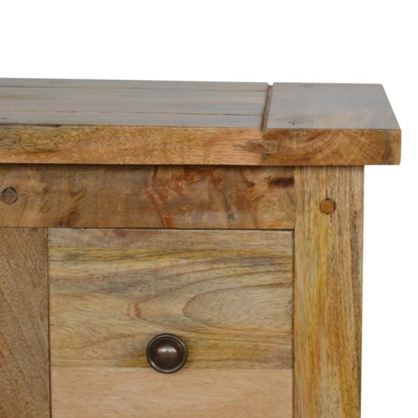 Hand Carved Country Fine Rustic Oak Chest Of 6 Drawers - Image 4