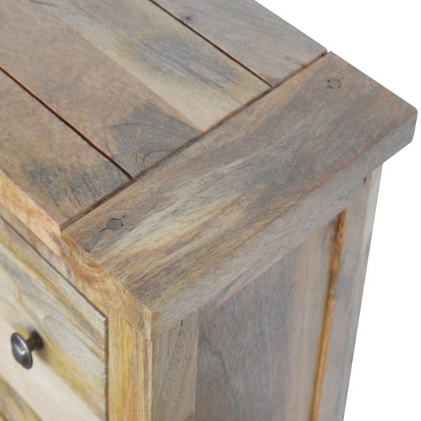 Hand Carved Country Fine Rustic Oak Chest Of 6 Drawers - Image 5