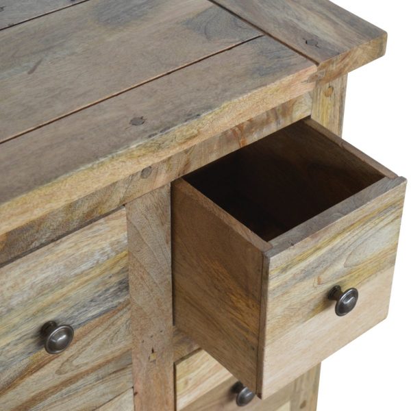 Hand Carved Country Fine Rustic Oak Chest Of 6 Drawers - Image 6