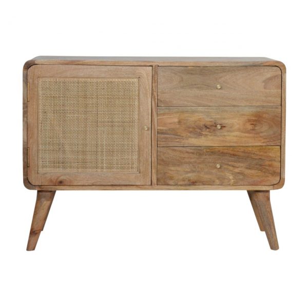 Hand Carved Mid Century Rattan Fine Oak Cabinet Sideboard - Image 2