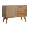 Hand Carved Mid Century Rattan Fine Oak Cabinet Sideboard
