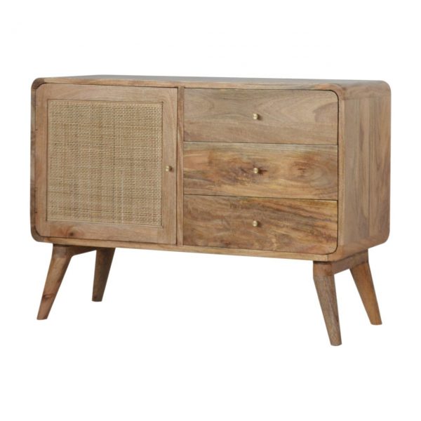 Hand Carved Mid Century Rattan Fine Oak Cabinet Sideboard - Image 4