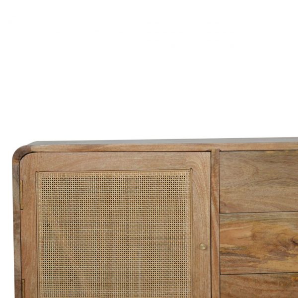 Hand Carved Mid Century Rattan Fine Oak Cabinet Sideboard - Image 5