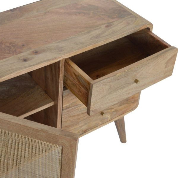 Hand Carved Mid Century Rattan Fine Oak Cabinet Sideboard - Image 8