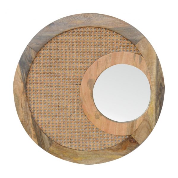 Hand Crafted Rattan Woven Round Mirror - Image 2