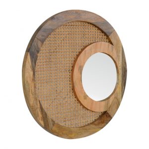 Hand Crafted Rattan Woven Round Mirror