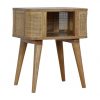 Hand Crafted Mid Century Rattan Open Slot Fine Oak Bedside Table - Image 4