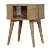 Hand Crafted Mid Century Rattan Open Slot Fine Oak Bedside Table - Image 5