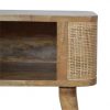 Hand Crafted Mid Century Rattan Open Slot Fine Oak Bedside Table - Image 6