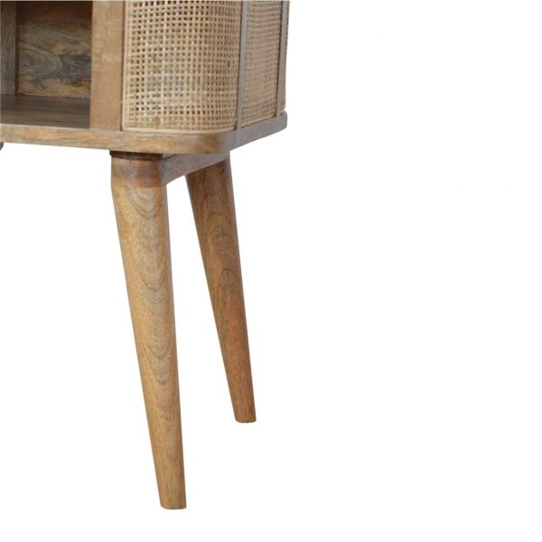 Hand Crafted Mid Century Rattan Open Slot Fine Oak Bedside Table - Image 8