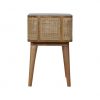 Hand Crafted Mid Century Rattan Open Slot Fine Oak Bedside Table - Image 9