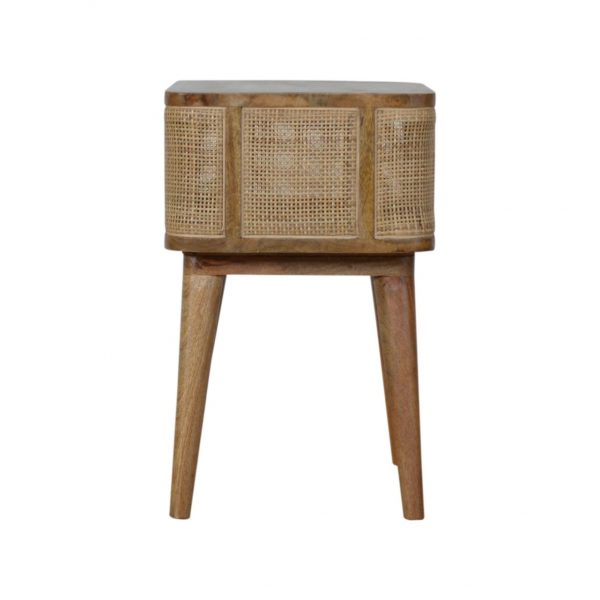 Hand Crafted Mid Century Rattan Open Slot Fine Oak Bedside Table - Image 9