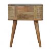 Hand Crafted Mid Century Rattan Open Slot Fine Oak Bedside Table - Image 2