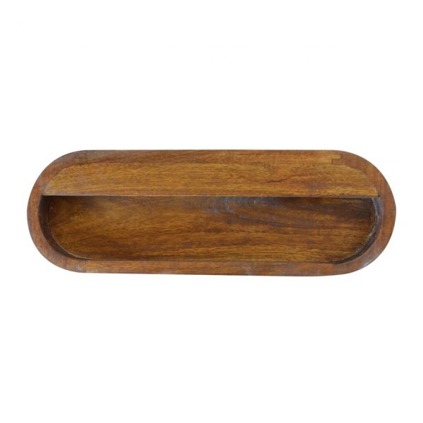Hand Carved Wall Mounted Curved Chestnut Bedside Drawer - Image 2