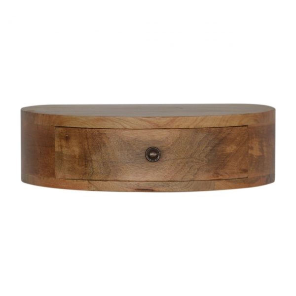 Hand Carved Wall Mounted Rounded Fine Oak Bedside Drawer - Image 4