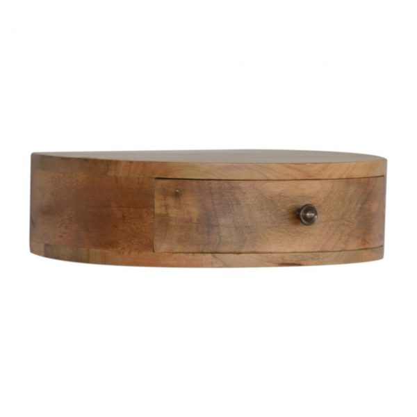 Hand Carved Wall Mounted Rounded Fine Oak Bedside Drawer - Image 5