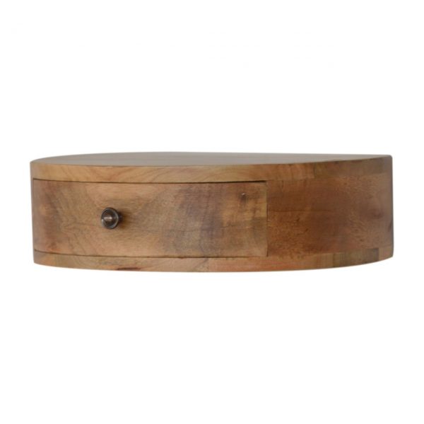 Hand Carved Wall Mounted Rounded Fine Oak Bedside Drawer - Image 6