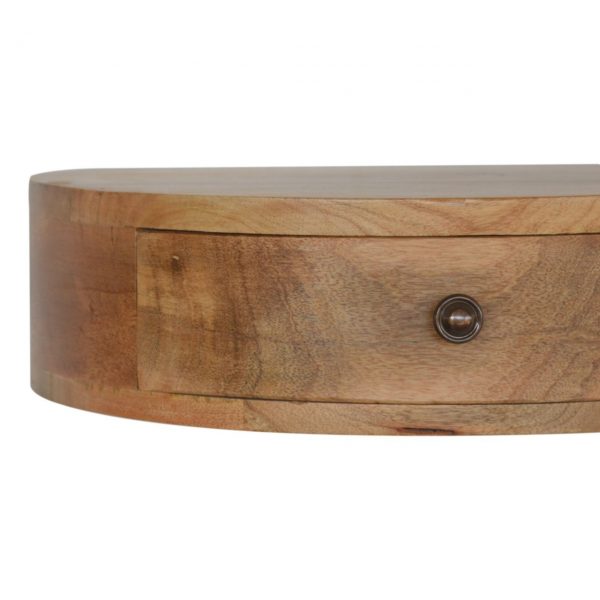 Hand Carved Wall Mounted Rounded Fine Oak Bedside Drawer - Image 7