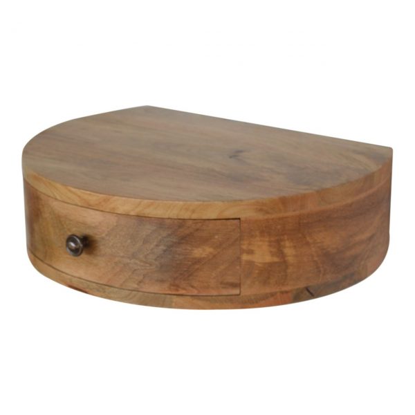 Hand Carved Wall Mounted Rounded Fine Oak Bedside Drawer - Image 8