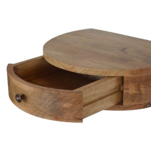 Hand Carved Wall Mounted Rounded Fine Oak Bedside Drawer