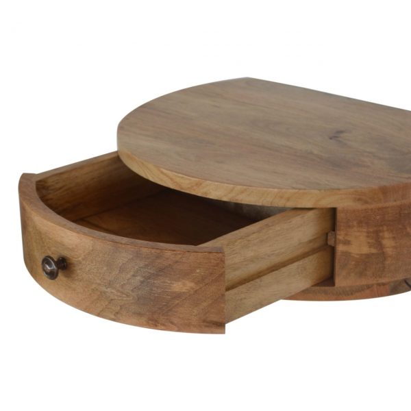 Hand Carved Wall Mounted Rounded Fine Oak Bedside Drawer