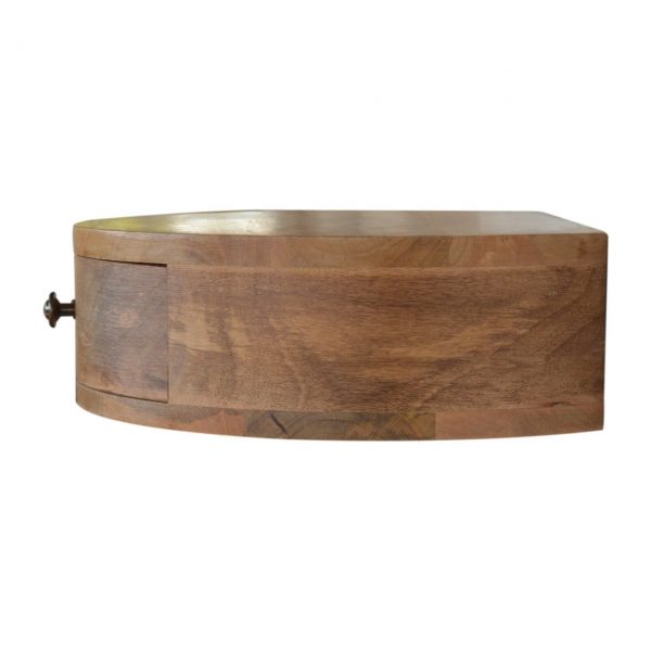 Hand Carved Wall Mounted Rounded Fine Oak Bedside Drawer - Image 10