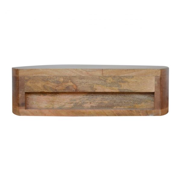 Hand Carved Wall Mounted Rounded Fine Oak Bedside Drawer - Image 2