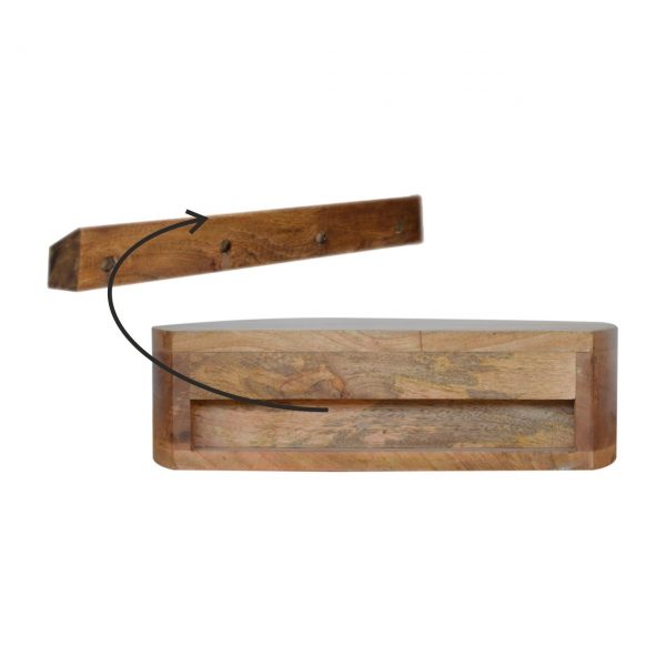 Hand Carved Wall Mounted Rounded Fine Oak Bedside Drawer - Image 3