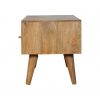 Hand Carved Mid Century Fine Oak Sliding Rattan Door Coffee Table - Image 2