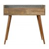Hand Crafted Mid Century Bone Inlay Gallery Back Fine Oak Console Table - Image 4