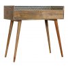 Hand Crafted Mid Century Bone Inlay Gallery Back Fine Oak Console Table