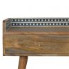 Hand Crafted Mid Century Bone Inlay Gallery Back Fine Oak Console Table - Image 7