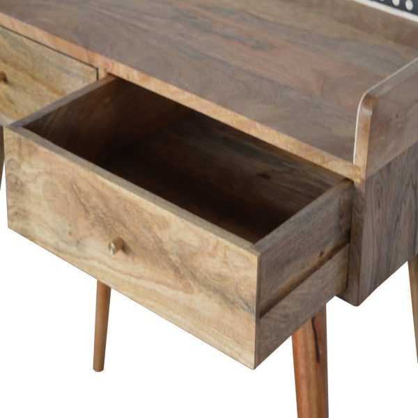 Hand Crafted Mid Century Bone Inlay Gallery Back Fine Oak Console Table - Image 9