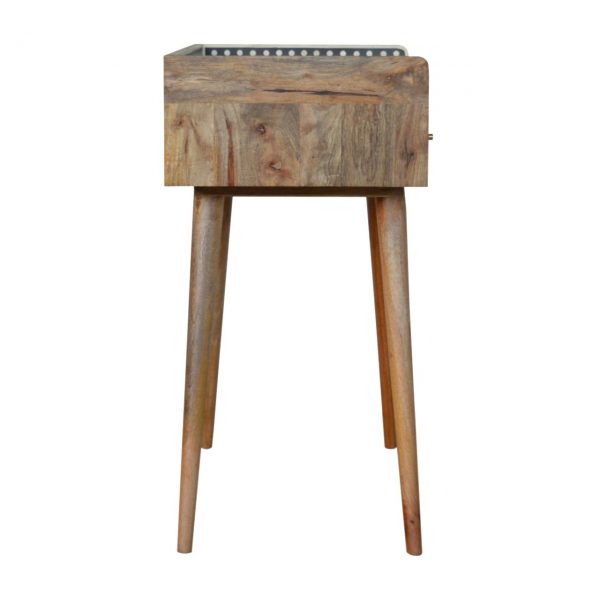 Hand Crafted Mid Century Bone Inlay Gallery Back Fine Oak Console Table - Image 3