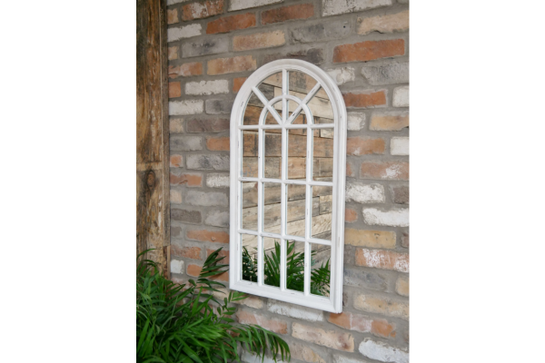 Distressed White 20 Panel Arched Mirror - Image 4