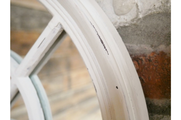 Distressed White 20 Panel Arched Mirror - Image 2