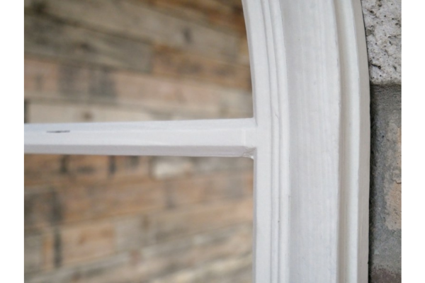 Large Distressed White 14 Panel Arched Mirror - Image 4