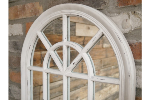 Distressed White 20 Panel Arched Mirror - Image 5