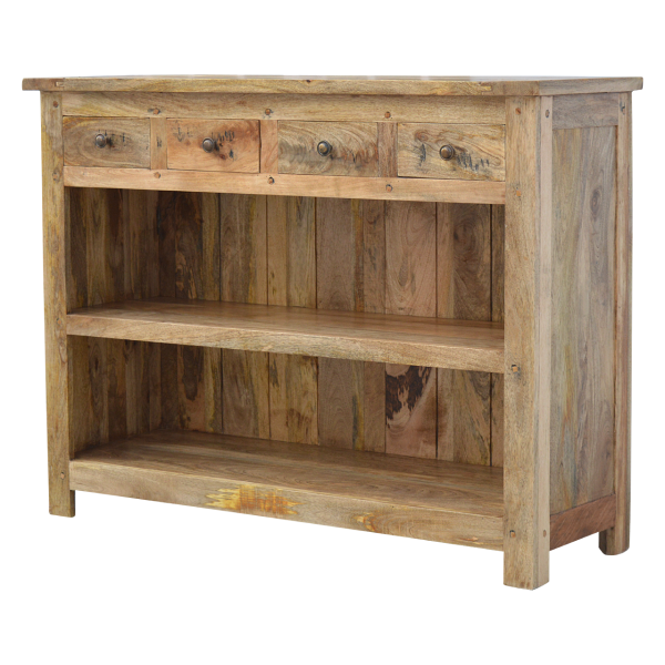 Hand Carved & Distressed Fine Oak Country Bookcase Cabinet - Image 3