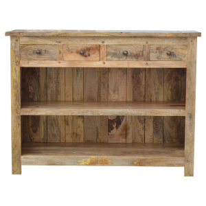 Hand Carved & Distressed Fine Oak Country Bookcase Cabinet