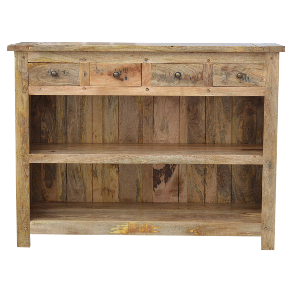 Hand Carved & Distressed Fine Oak Country Bookcase Cabinet