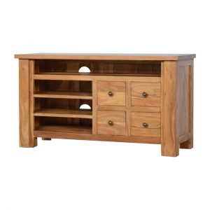 Hand Carved Country Rich Oak Media TV Unit (L)
