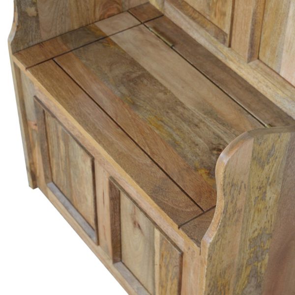 Small Hand Carved Fine Oak Monks Church Pew - Image 4