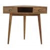 Hand Carved Mid Century Fine Oak Corner Writing Desk - Image 4