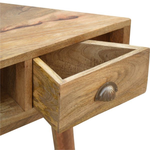 Hand Carved Mid Century Fine Oak Corner Writing Desk - Image 7