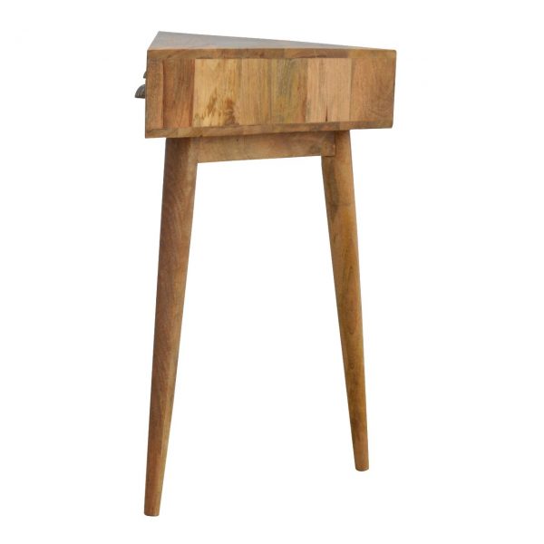 Hand Carved Mid Century Fine Oak Corner Writing Desk - Image 2