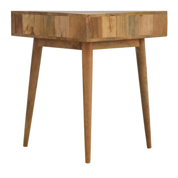 Hand Carved Mid Century Fine Oak Corner Writing Desk - Image 3